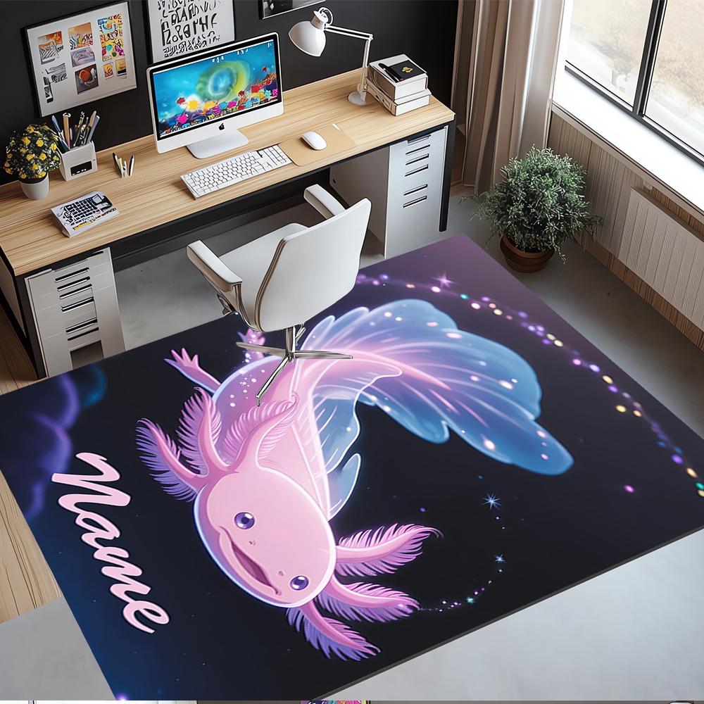 Custom Name Axolotl Printed Carpet,Rug for Office Chair Living Room Bedroom Kitchen Room Decor Gifts.