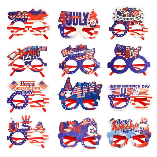 1/12 шт. Очки с американским флагом, патриотическая вечеринка в честь Дня памяти, звездно-полосатые очки для празднования Дня ветеранов США 4 июля