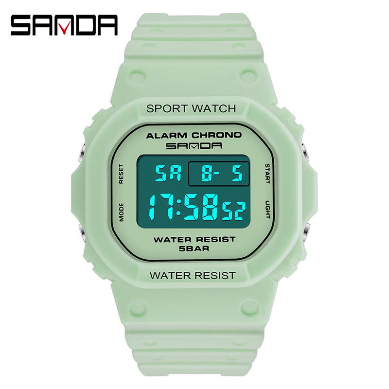 Sanda Multifunctional Waterproof Luminous Square Sport Watch - Fashionable Student Wristwatch