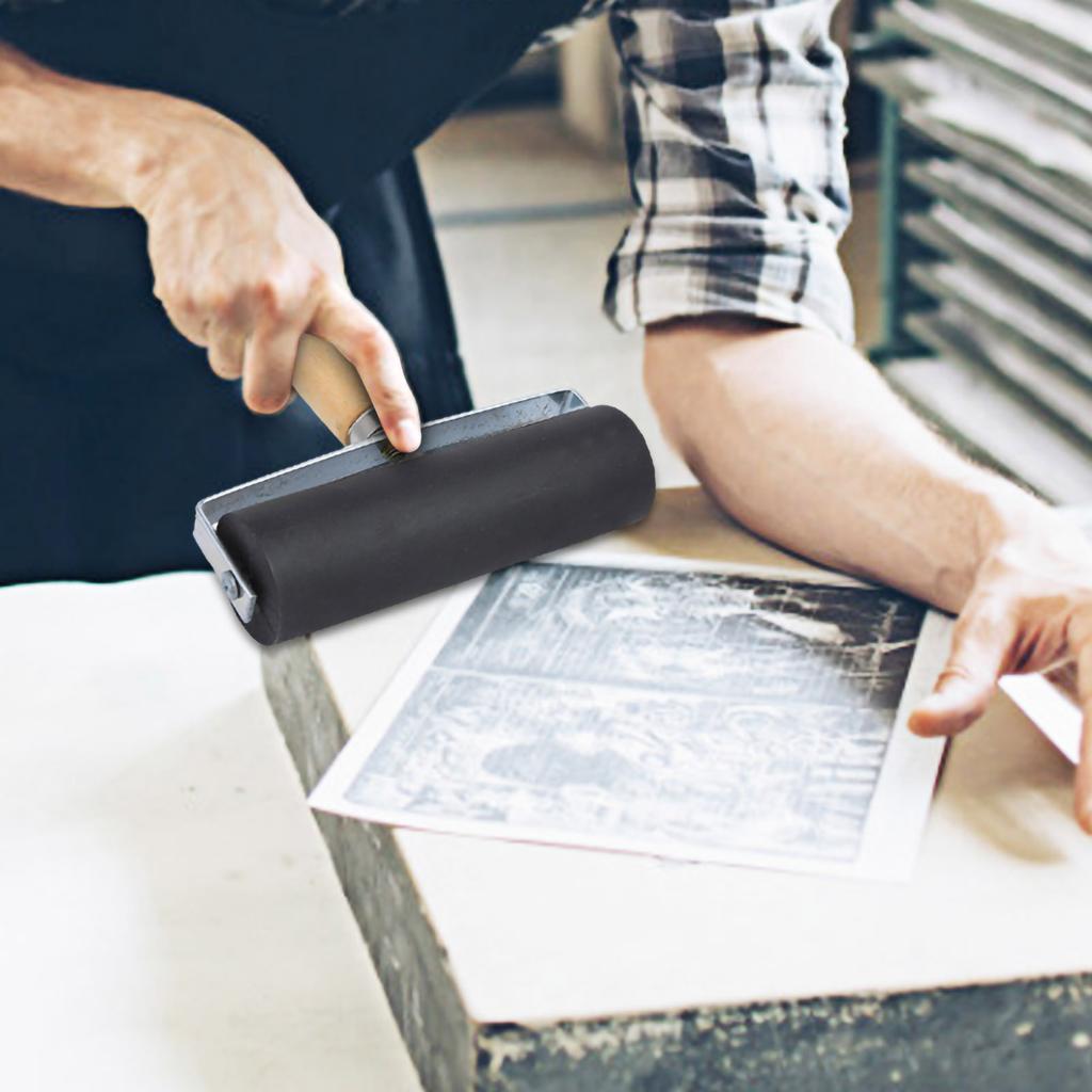 Резиновый печатный валик черный съемная деревянная ручка печать художественные принадлежности для поделок L