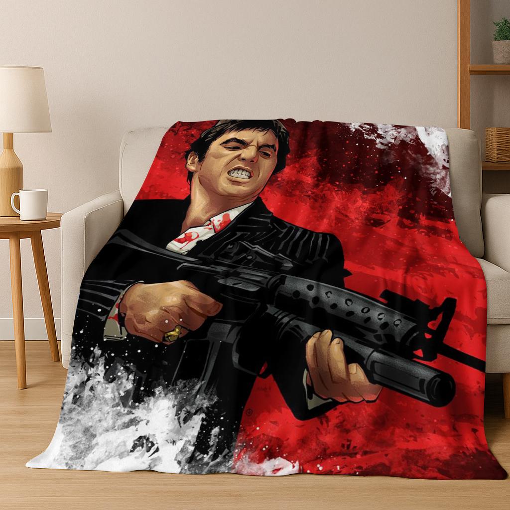Classic Scarface Tony Montana Movie Art Flannel Blanket,Cozy Soft Throw Blanket for Home Bedroom Bed Sofa Picnic Cover Gift