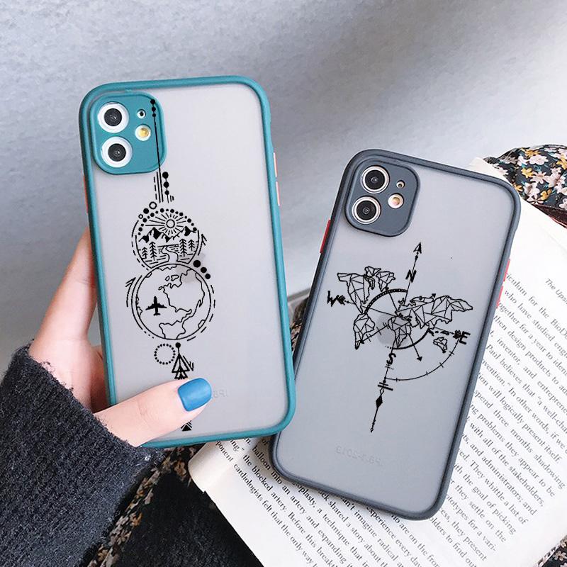 Чехол для телефона с защитой камеры для путешествий, карта мира, для iPhone 11 13 12 14 15 16 Pro Max Mini 7 8 Plus XS XR SE20, самолет, жесткая поликарбонатная крышка