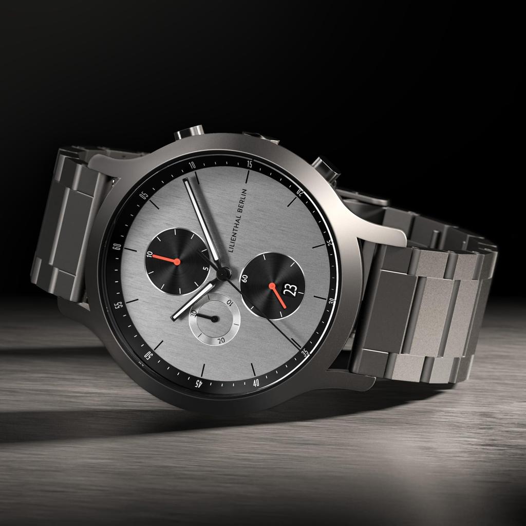 Lilienthal Berlin Chronograph Watch with Date Made in Display, Germany, C01-110-B040F