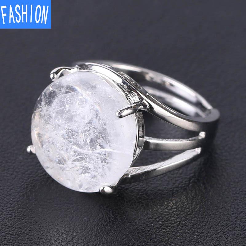 Кольцо с натуральным кристаллом, коготь, натуральный кристалл, выдолбленный, выпуклый, круглый, драгоценный камень, вечеринка