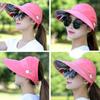 Flower Women Sun Hat UV Protection Beach Visor Cap Portable Summer Ponytail Cap  Summer