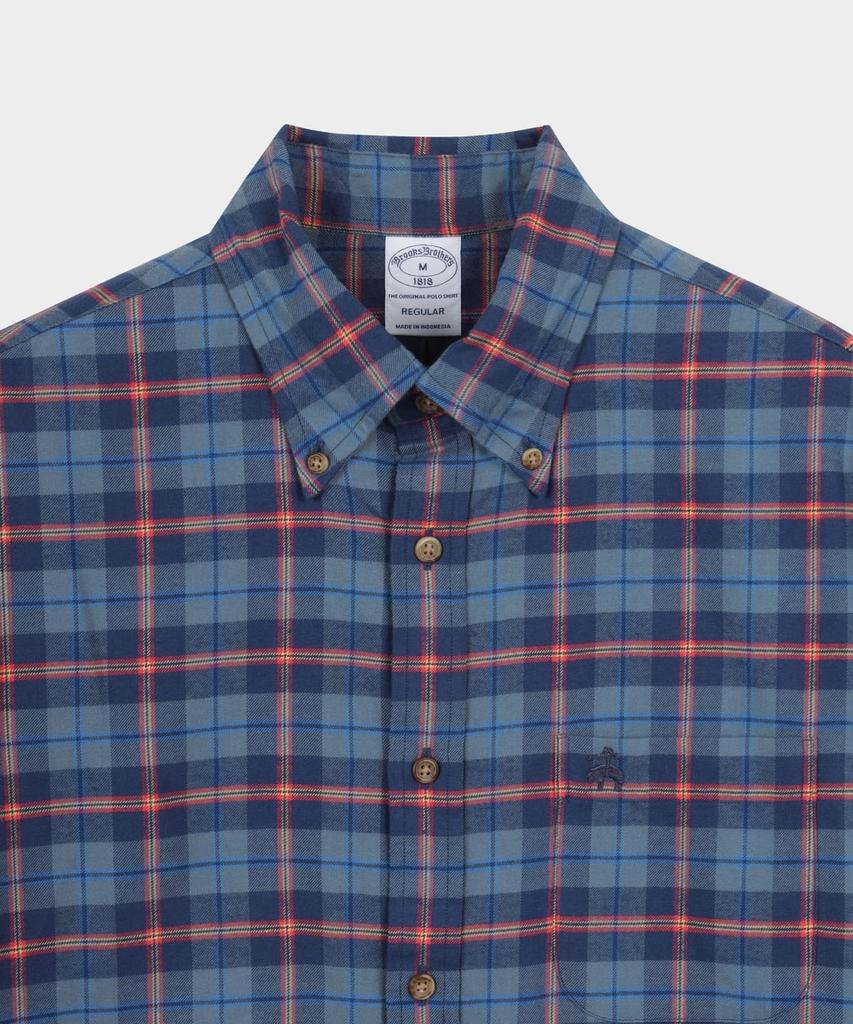 Фланелевая клетчатая рубашка BROOKS BROTHERS (военно-морской флот) (Bbthmff401)