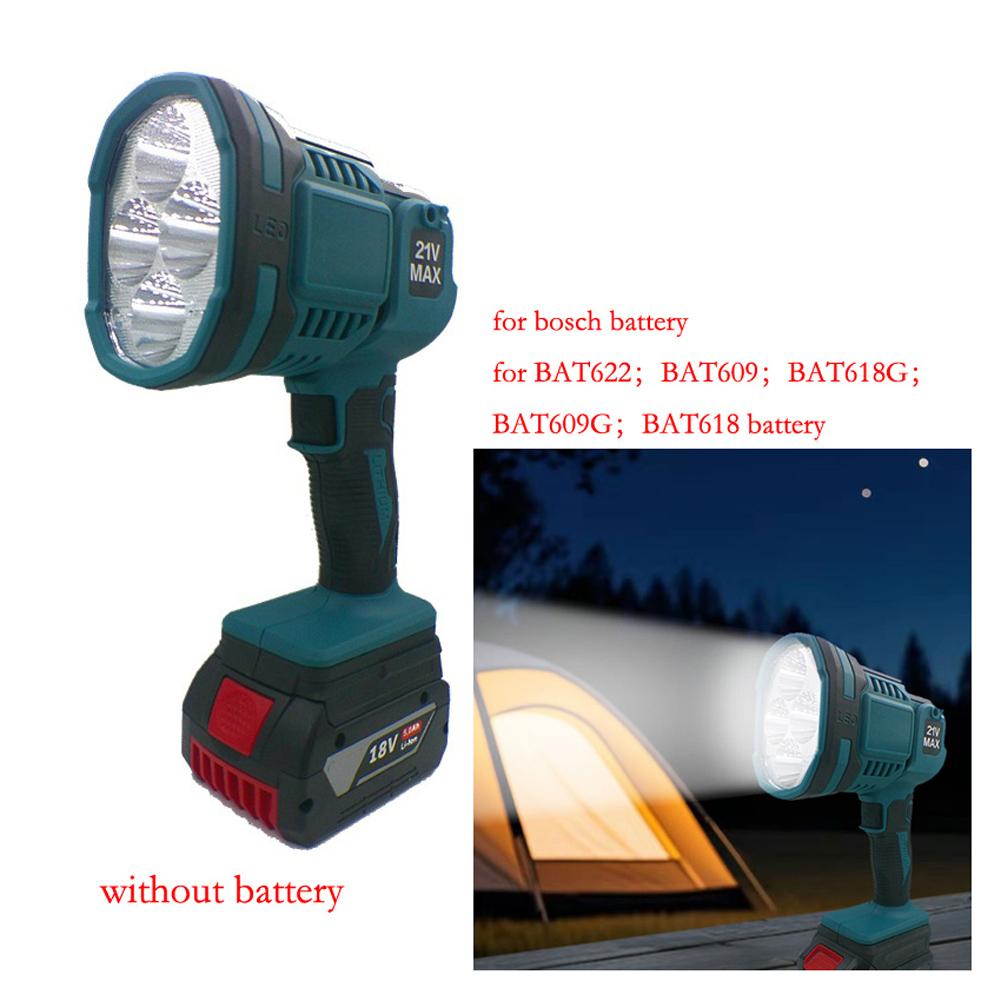 Cordless LED Work Light Flashlight Compatible with For bosch BAT622 BAT609 BAT618G Batteries 3 Brightness Modes