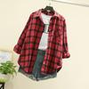 Клетчатое пальто женское осенне-весеннее, с длинными рукавами, средней длины, свободная куртка-кардиган с длинными рукавами и тонкими пуговицами