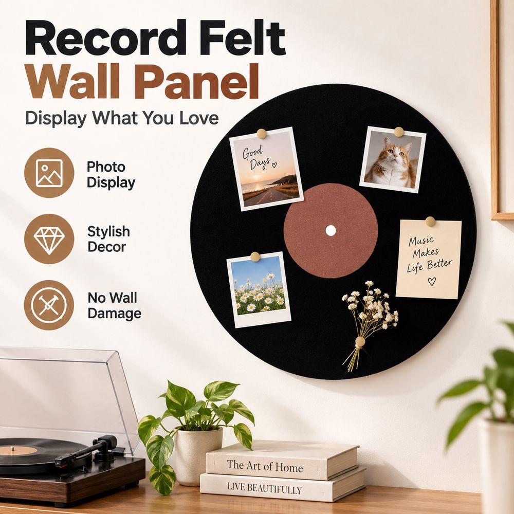 Round Record Pattern Felt Board Music Wall Decoration Message Board Study Dormitory