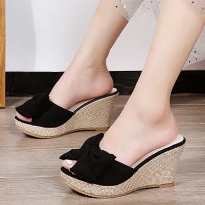 Туфли женские модные летние женские тапочки из цельного флика с бабочкой на высоком каблуке водонепроницаемые повседневные тапочки на платформе