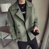 Trendy Brand Autumn Men's Cropped Jacket Korean Style Casual Fashion Woolen Overcoat Warm Net Red Version for Men