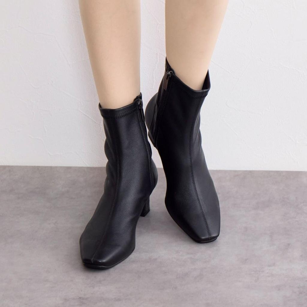 Модифицированный каблук овечья кожа стрейч черный 225 HIMIKO/5см ботинки/641404