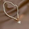 JMXD Ожерелье из жемчуга в форме сердца любви Женское роскошное минималистичное Y2K трендовое изящное колье Цепочка для свитера Модная элегантная бижутерия Подарок