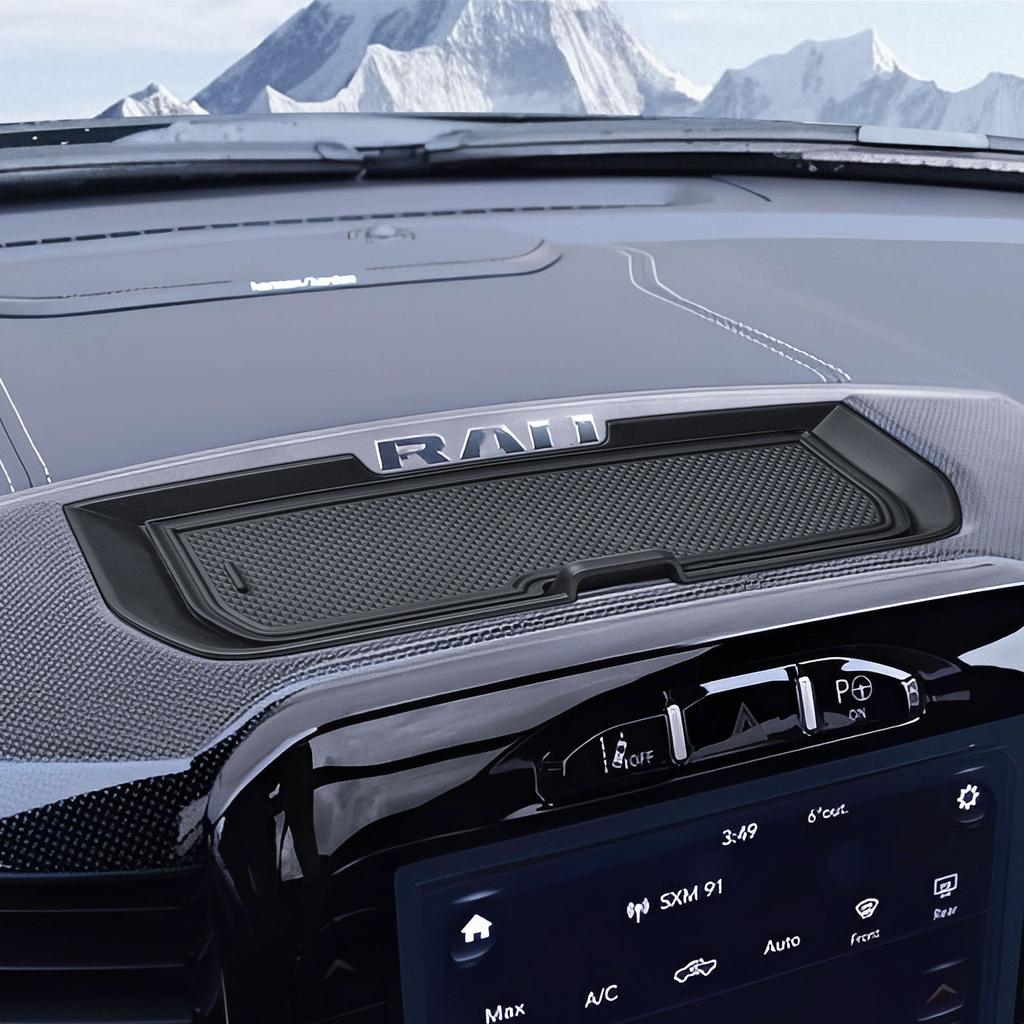 Center Console Dashboard Storage Organizer for 2019-2026 Dodge RAM 1500 Behind Screen 12 inches Dash Board Storage Cover Car Box