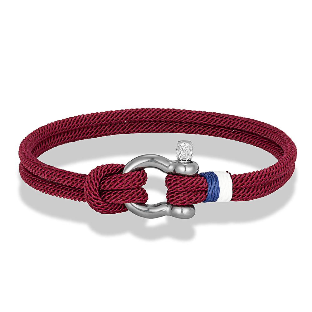 Navy Blue Braided Rope Bracelet Stainless Steel Mini Horseshoe Shackle with Screws Bracelets for Men Women Couple Jewelry