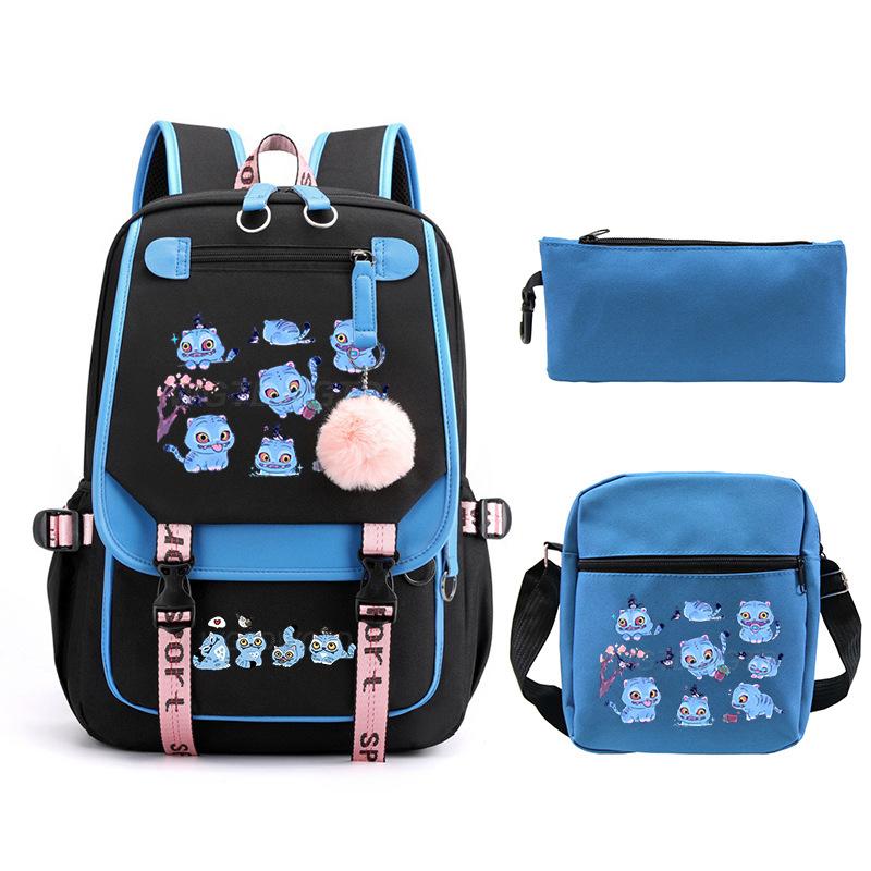 Animation Cartoon Peripheral Printing Children'S Backpack Campus Large Capacity Primary And Secondary School Students Schoolbag Three-Piece Set