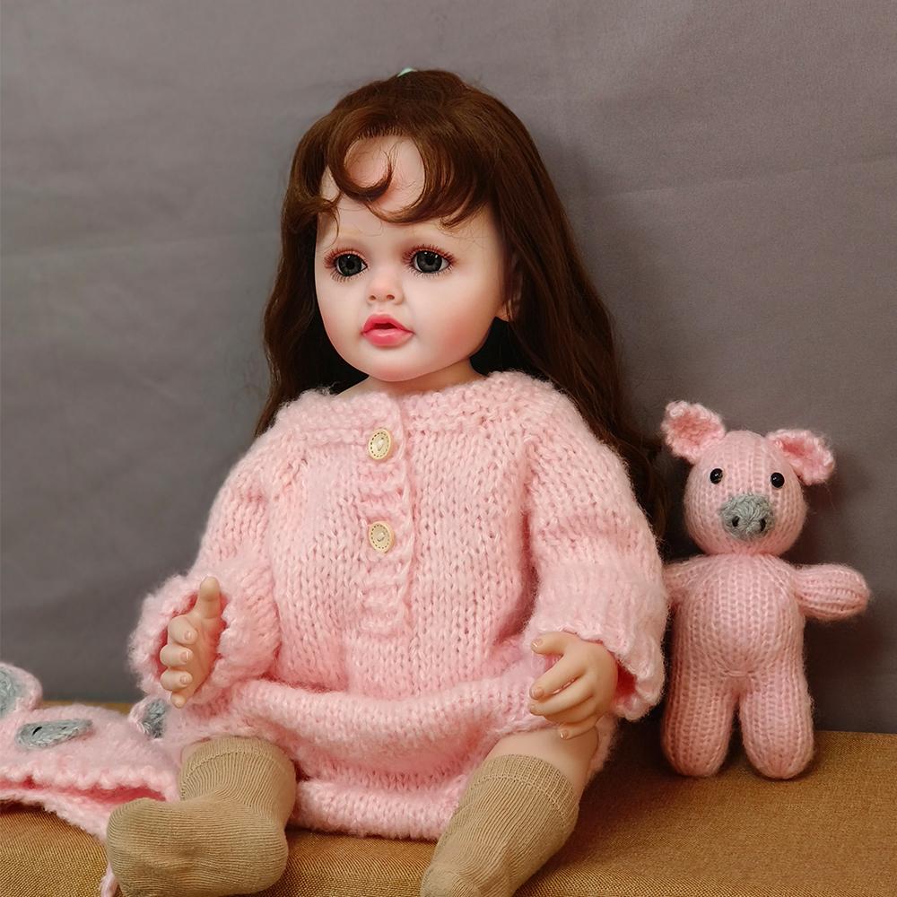 55 см кукла реборн, реалистичная кукла реборн, мягкая, полностью силиконовая, детская с пропущенными волосами для девочек, подарок на день рождения для малышей