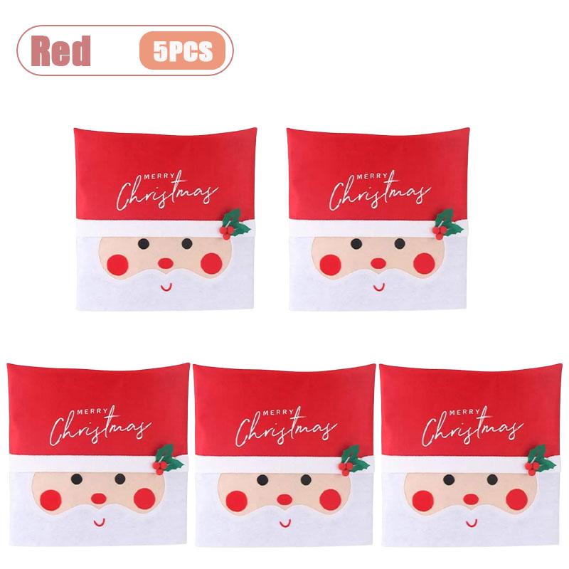Christmas Santa Claus LED Chair Covers Red Holiday Chair Back Slipcovers Decorative Party Supplies Winter Dining Decoration