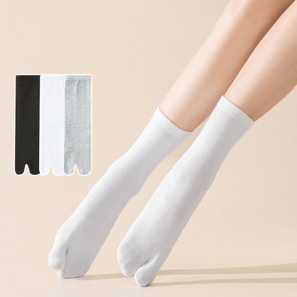 3Pairs Thin Two Toes Socks Mid-calf Tube Socks Women Fashion Flip Flops Socks  Sports