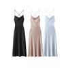 European & American Style Summer Silk Satin Halter Dress