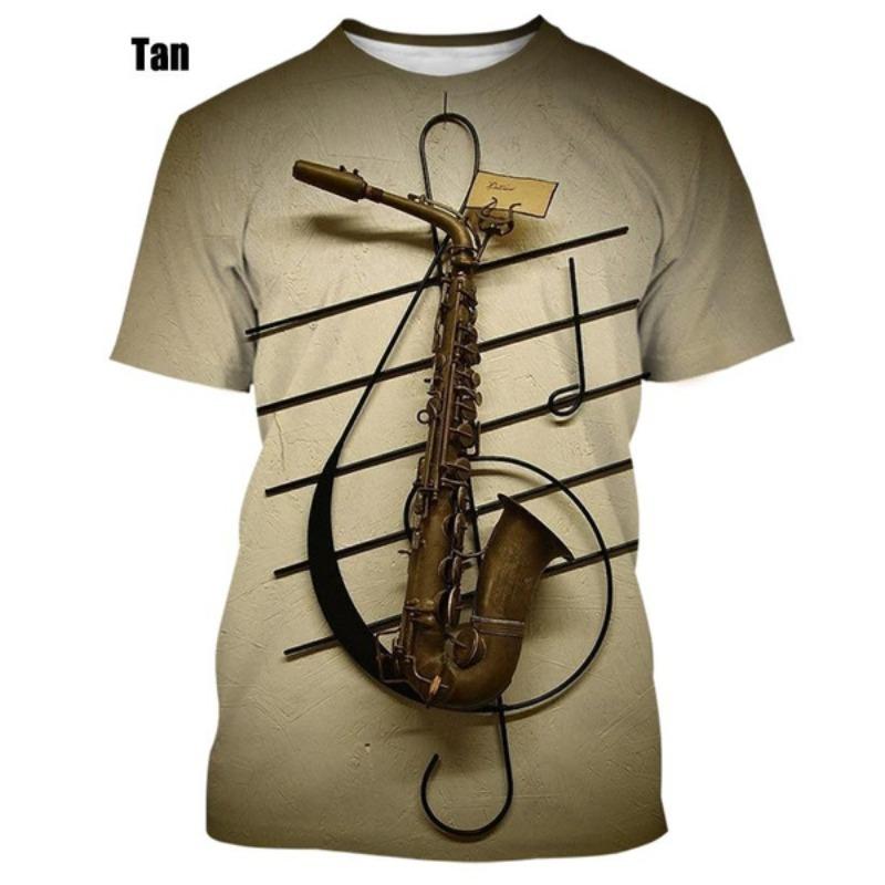 New Jazz Musical Instrument Saxophone T Shirt Men's Casual Music Art Short-sleeved T Shirt