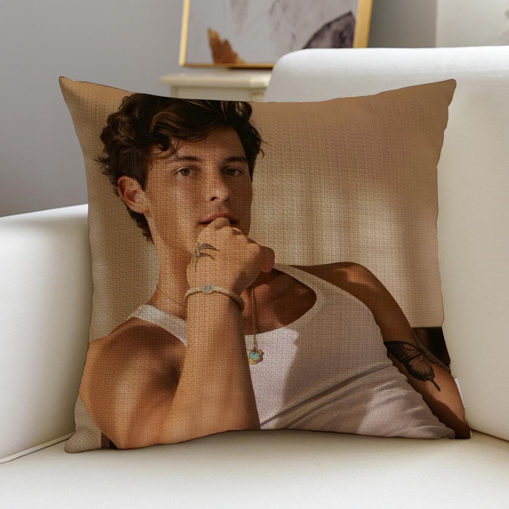 Charming SShawn MendesS Cushion Cover Breathable and skinfriendly linen pillowcase square removable and washable cushion