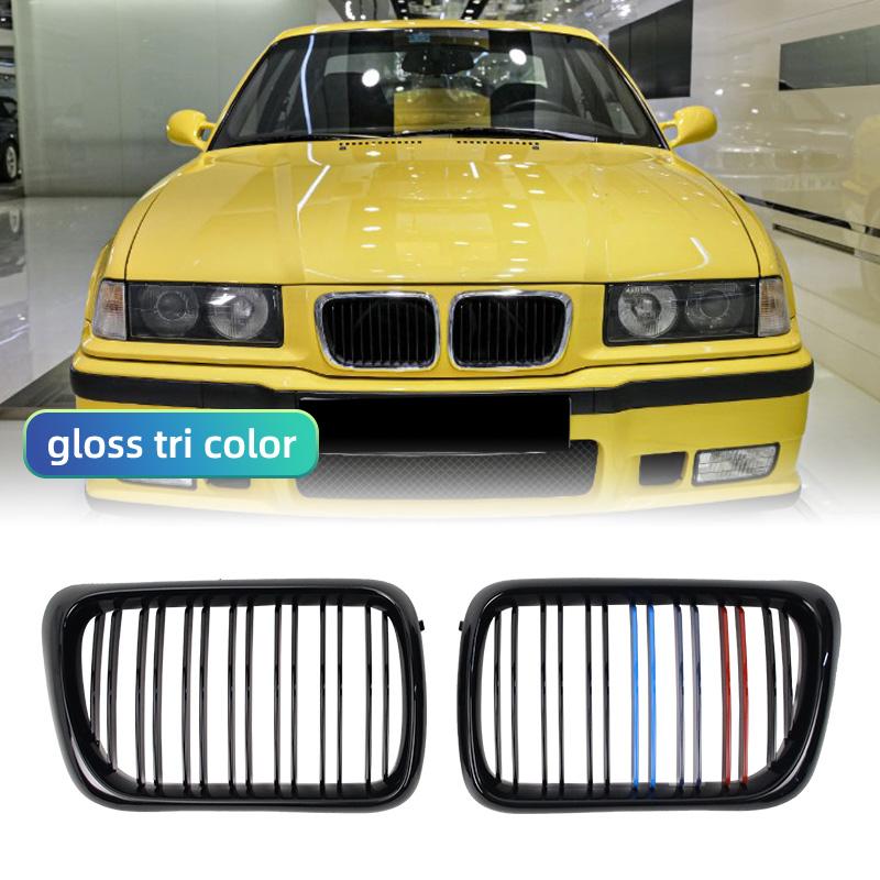 2-piece double-line style front grille for BMW E36 LCI 1997-1999 M3 double-bar upper grille