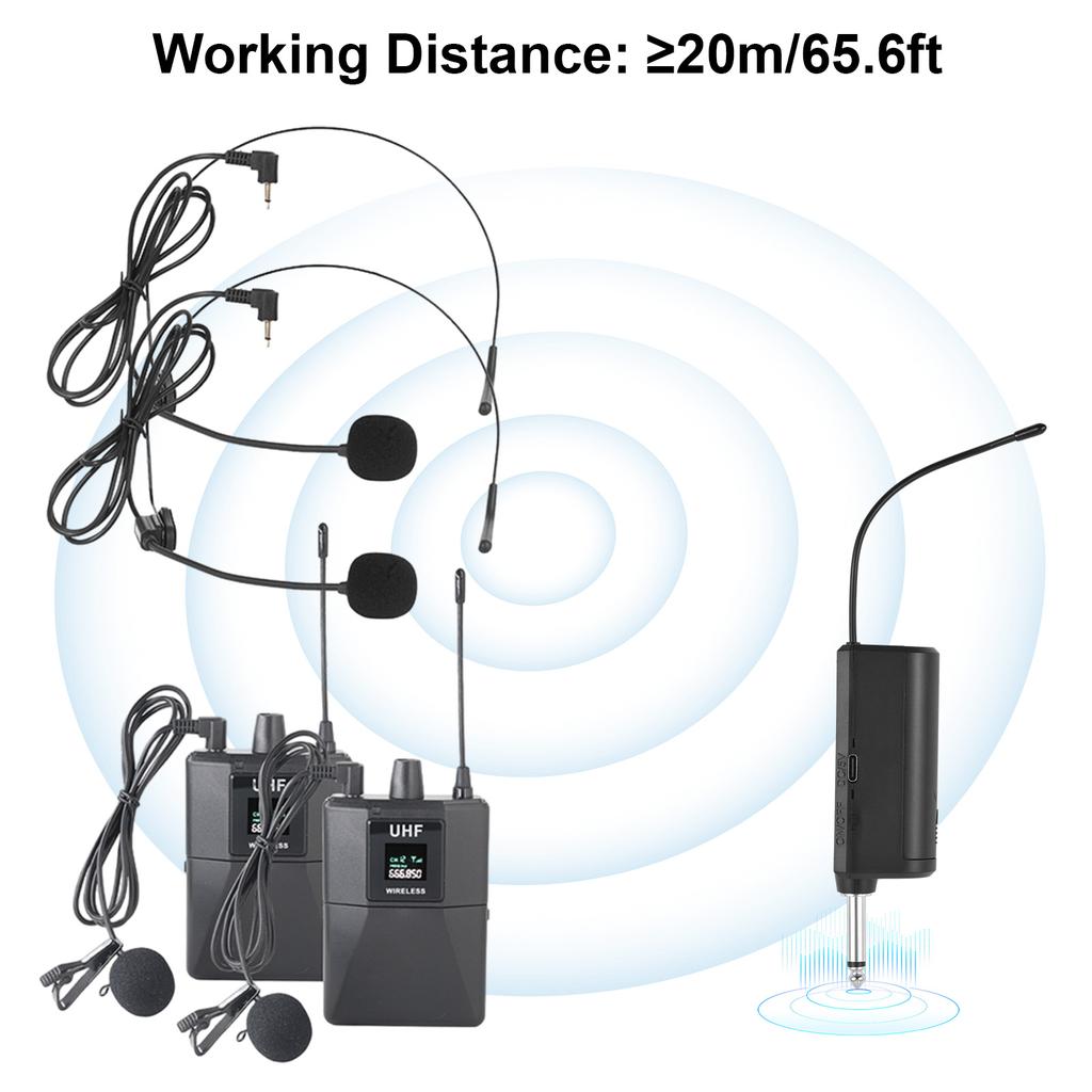 Wireless Microphone Professional UHF Wireless Mic System Handheld Dual Microphone with Receiver