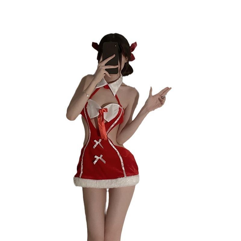 Sex Underwear Plush Tube Top Sexy Christmas Uniform Set Hollow Out Sex Pure Desire Uniform
