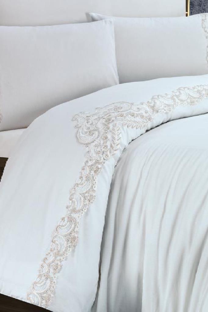 Тиара Комплект пододеяльников 4шт, Пододеяльник 200х220, Простыня 240х260 Хлопчатобумажная ткань, Полный размер, Двойной размер Кремовый