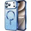 Coque Pour iPhone 18 Pro Max, Silicone Souple Avec Cercle Magnétique - Bleu Scintillant