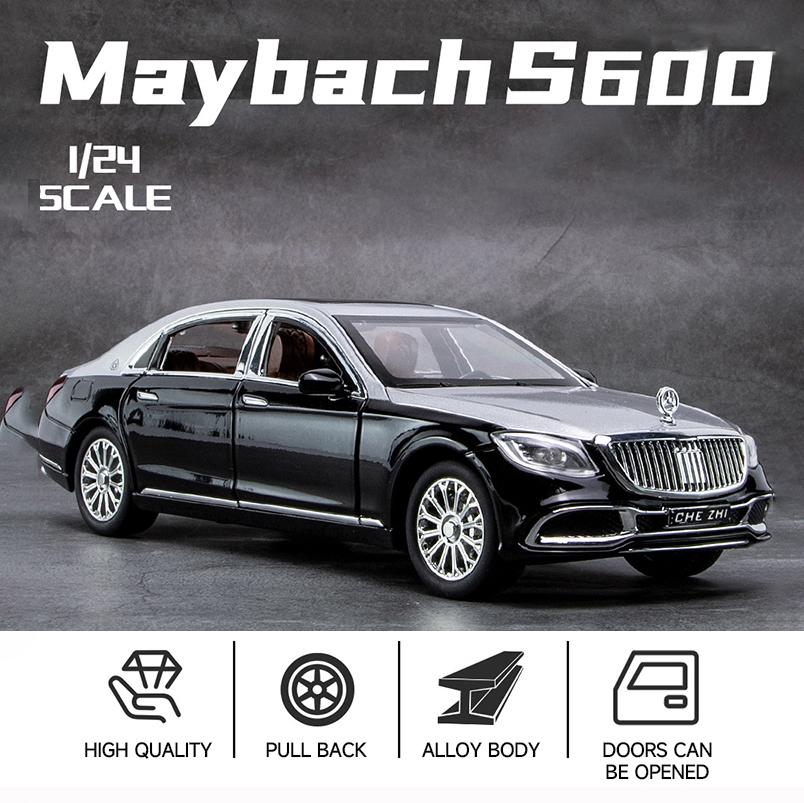 1:24-масштабная модель автомобиля класса люкс Benz S600 из сплава, отлитые под давлением металлические игрушечные транспортные средства, модель автомобиля с высоким имитационным звуком и светом, подарок для детей