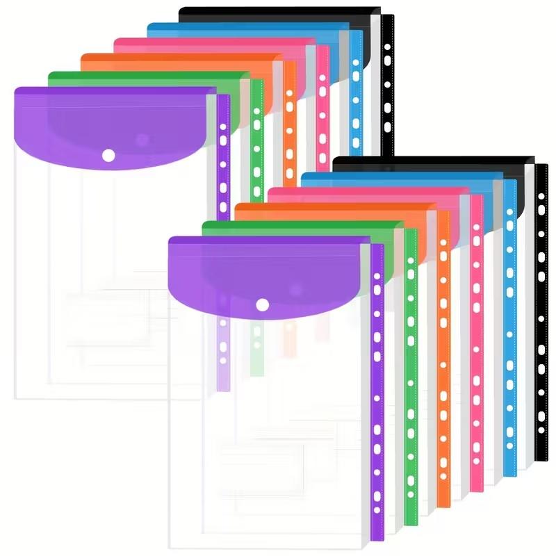 6/12 шт. Прозрачный ПП пакет для хранения файлов А4 Бизнес Большой вместимости Пакет для документов Папка для файлов Пакет для файлов Прозрачный Прозрачный Конверт Папка для файлов Папки для счетов