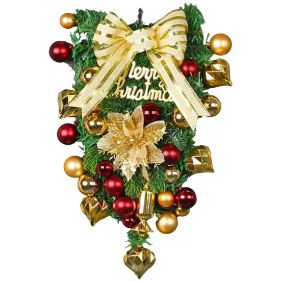 Рождественский венок на дверь, изысканный шар, бант, декор, гирлянда, подвесной венок на входную дверь для праздничного декора