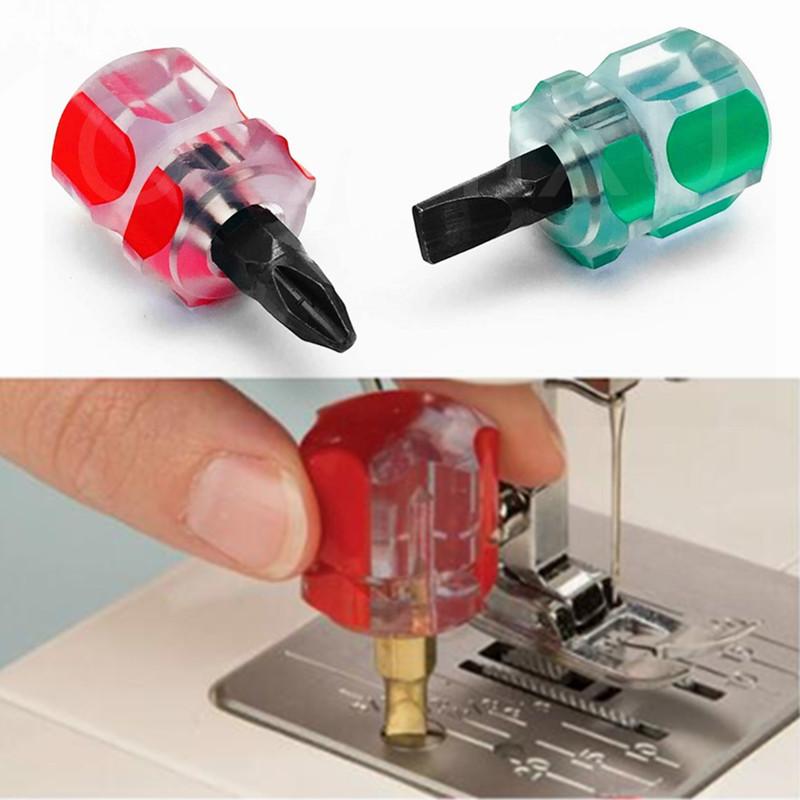 2Pcs Sewing Machine Screwdriver Kit Mini Short Screwdriver Portable Radish Head Repair Sewing Tools
