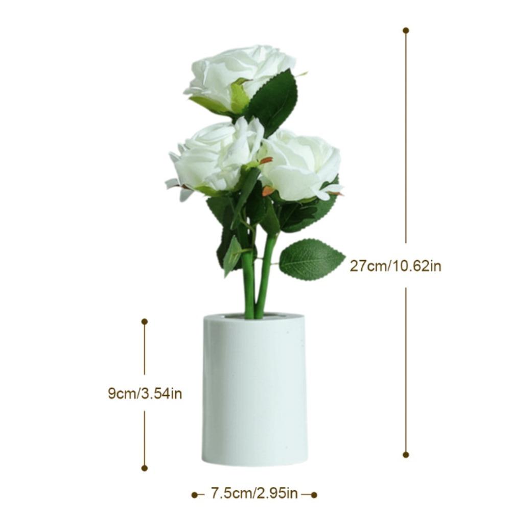 LED Light Source LED Chinese Rose Table Lamp Battery Operated 3 Head Design Chinese Rose Shaped Desk Light
