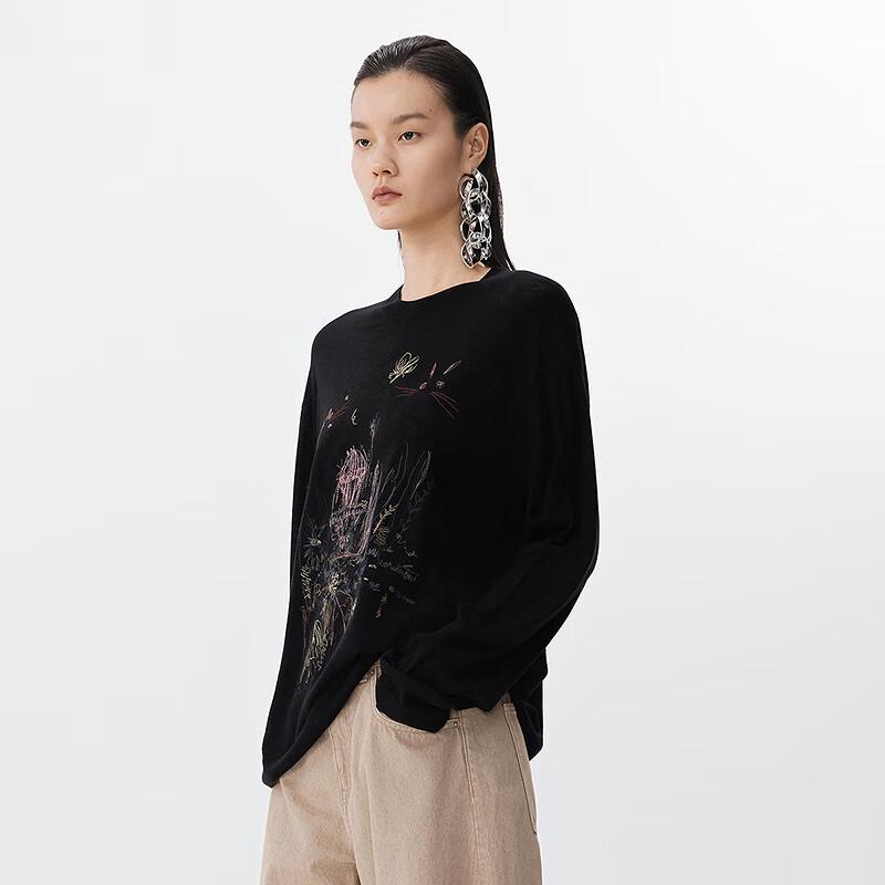 JNBY 2025 Весенний шерстяной свитер с вышивкой в виде парка