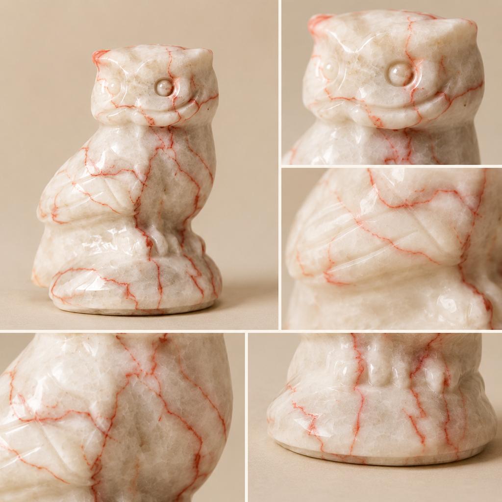 Natural Crystal Owl Carving Hand Polished Gemstone Figurine for Home Decor Collection Meditation and Unique Gift