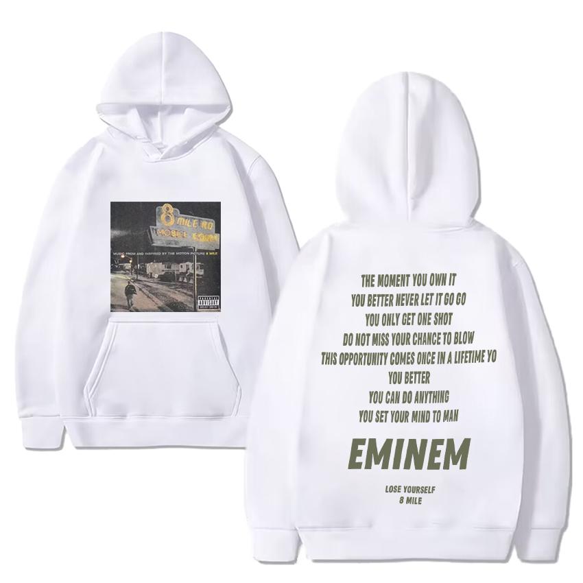 Hot Singer Eminem 8 mile Double Sided print Hoodie 2024 Men Women Casual Fleece Long sleeve Sweatshirt Unisex vintage pullovers