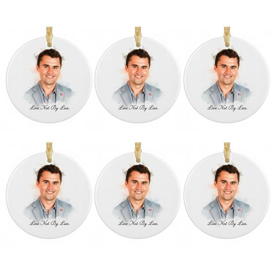 Charlie Kirk RIP Merch Live Not by Lies Conservative Christmas Ornament Memorial Tribute Keepsake