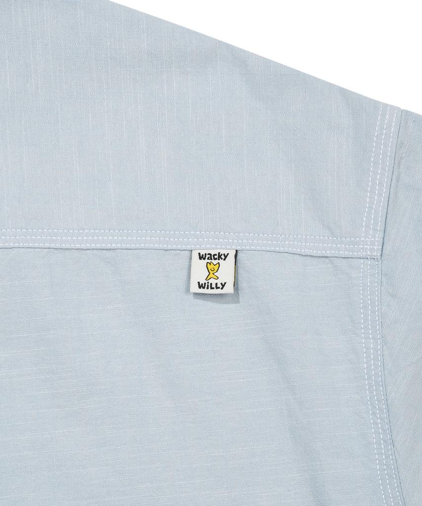 WACKY WILLY Chambray Short Sleeve Shirt Sky Blue