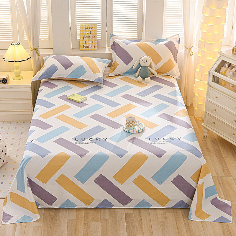 Cute Cartoon Panda Flat Sheet Kawaii Love Heart Bed Sheet Set for Girls Boys Room Decor Cotton Twin Bed Cover with 2 Pillowcase