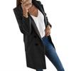 Solid Color Fashion Women Long Sleeve Lapel Slim Fit Pocket Button Overcoat