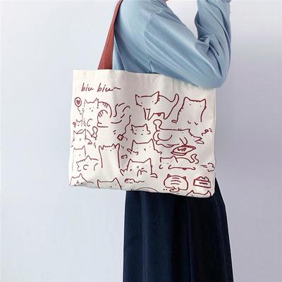 Холщовые сумки, сумки для женщин, сумка-тоут с милым котом и молнией, дизайнерская сумка, маленькие сумки на плечо с героями мультфильмов в японском стиле
