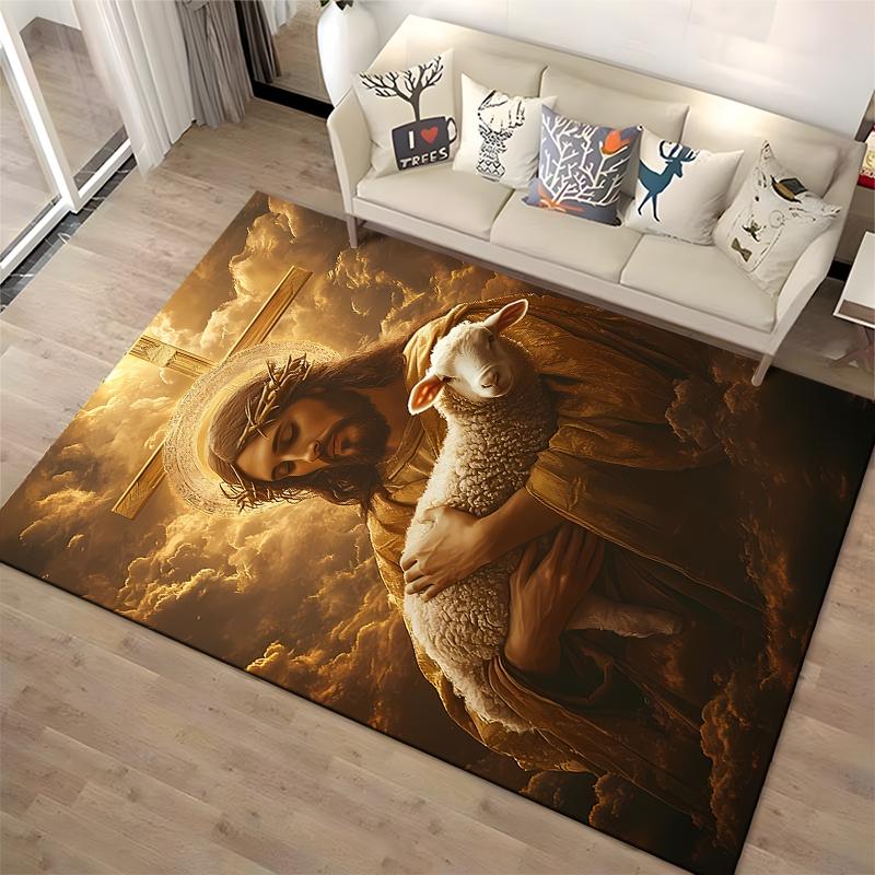 Heavenly Figure with Lamb Rug Non-slip rug suitable for living room and bedroom sofas.