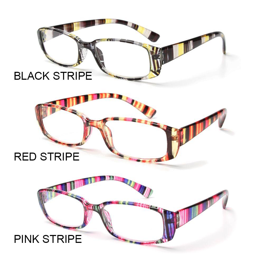 Unisex Vision Care Print Stripe Diopter Eyeglasses Retro Frame Reading Glasses Presbyopic Eyewear