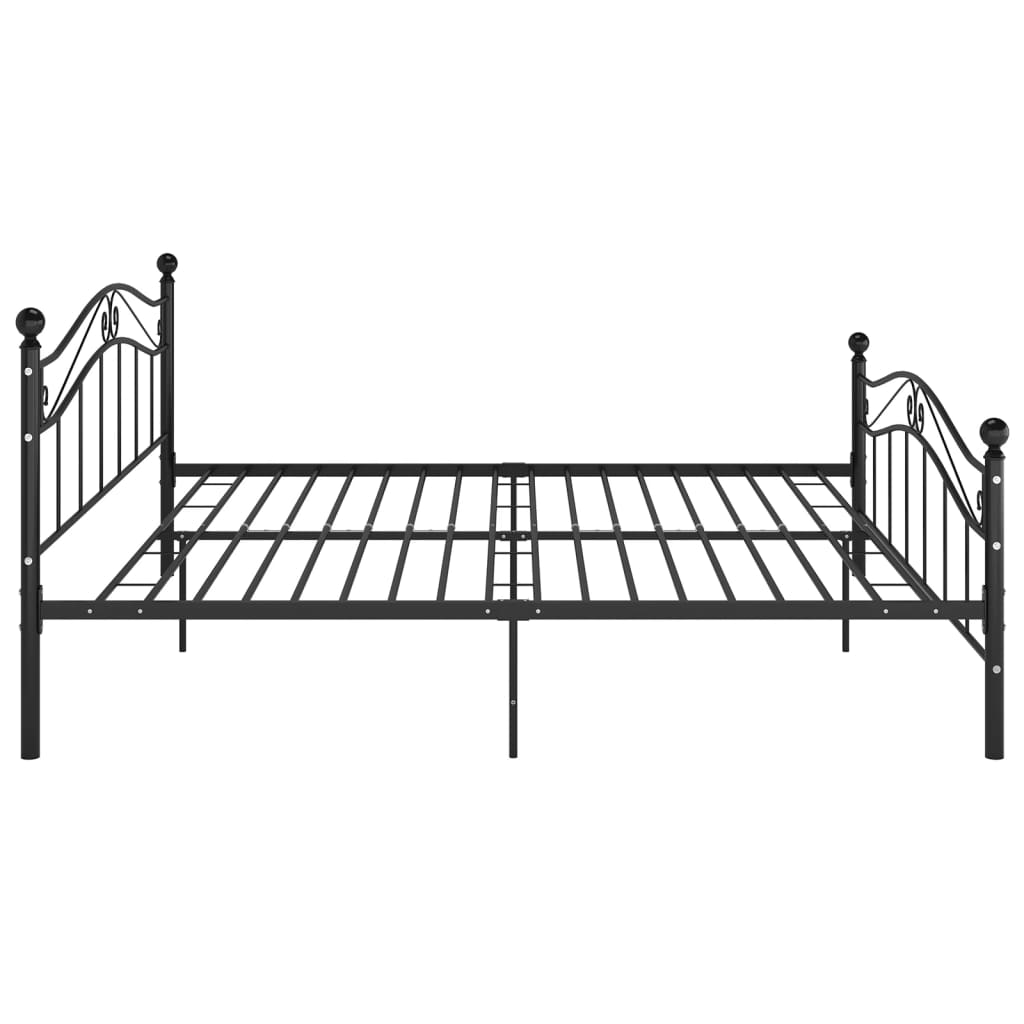 Double Bed Frame Black Metal 160 x 200 cm