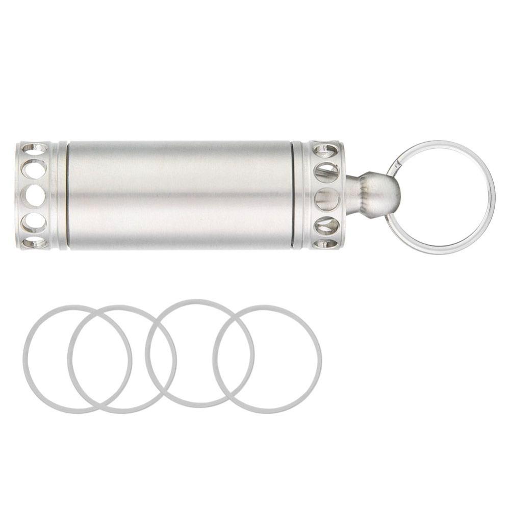 Mini Waterproof Pill Container Stainless Steel Pill Holder Keychain Container  Outdoor Camping