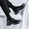 Черные кожаные мужские мокасины на платформе ручной работы с ремешком Monk Strap для свадебной вечеринки, повседневная обувь для лета и осени для мужчин