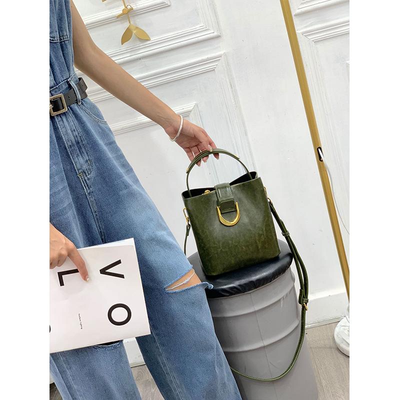 Женская сумка-ведро из 100% натуральной кожи, новая модная, большой вместимости, для поездок на работу, ручная сумка, на плечо, кроссбоди для женщин